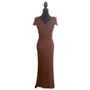 Vintage Brown with Sequin Formal Pageant Ball Gown Prom Dress One of a Kind